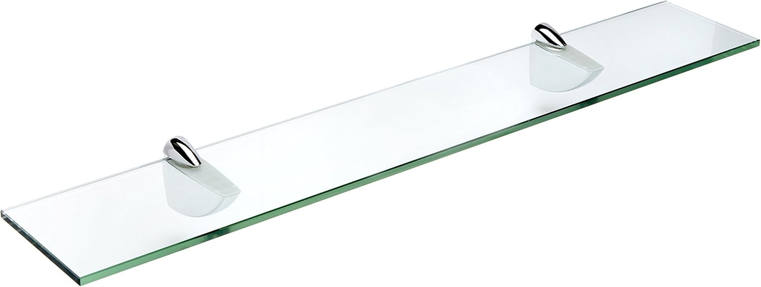 Spancraft Glass O-4.75x12-Chrome Oriole Glass Shelf, Chrome, 4.75" x 12"