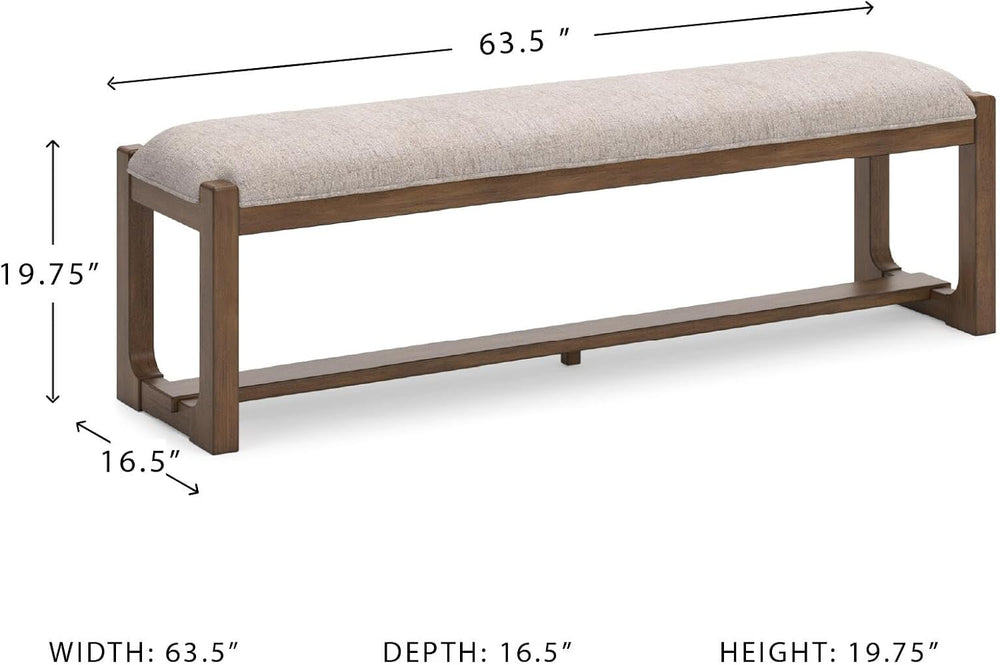 Signature Design by Ashley Cabalynn Farmhouse Upholstered Dining Bench, Foam ...