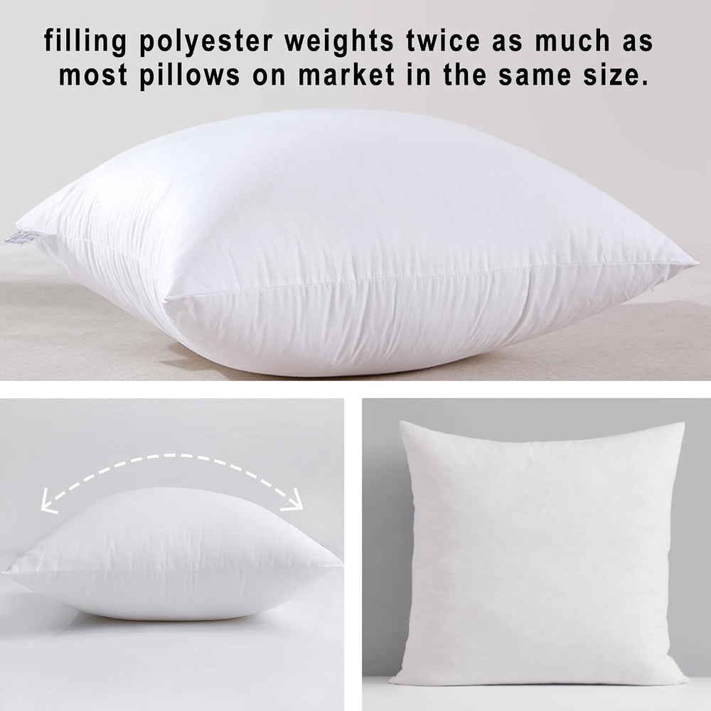 HITO 22x22 Pillow Inserts (Set of 2)- 100% Cotton Covering Down Alternative T...