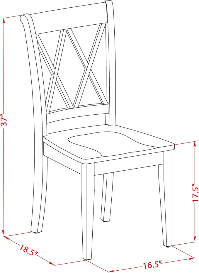 East West Furniture CLC-ESP-W Clarksville Dining Room Chairs - Double Cross Back Wood Seat Chairs, Set of 2, Espresso