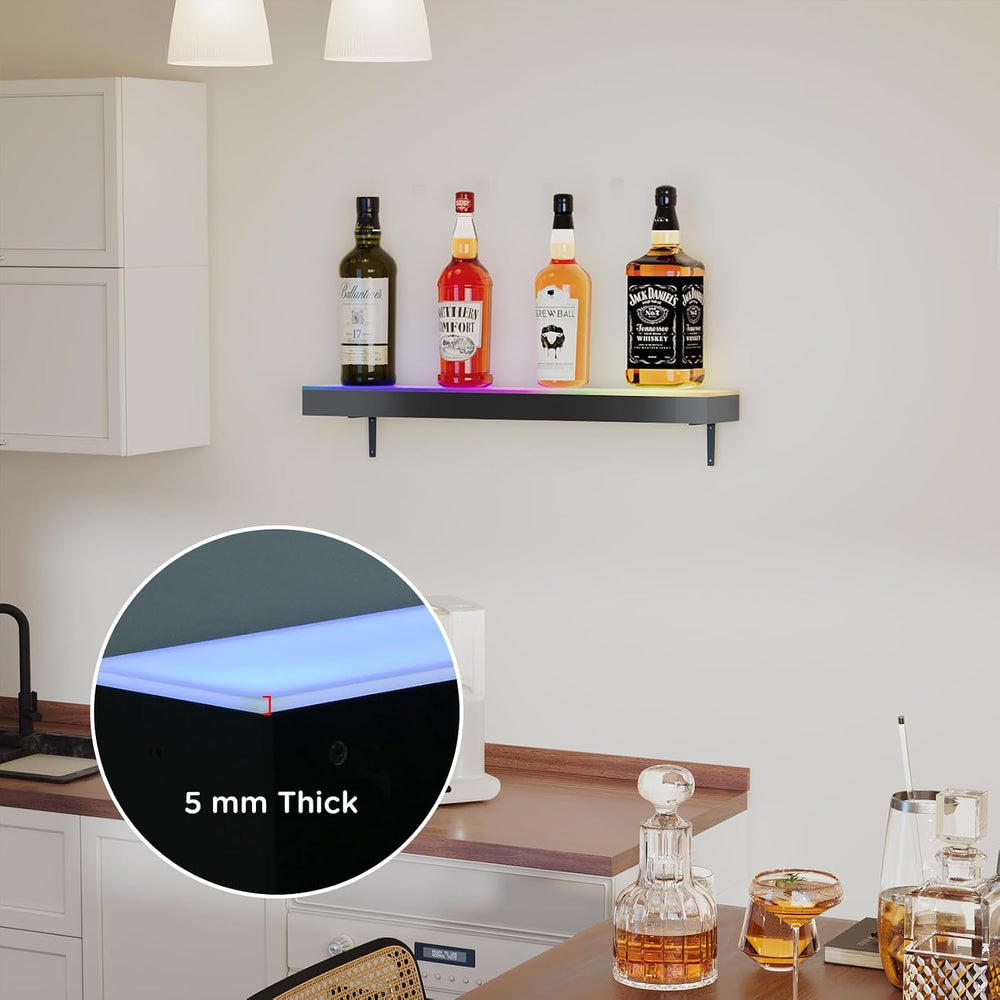 Dethan 1 Tier 24 Inch Liquor Bottle Display Shelf – Wall-Mounted Acrylic Wine...
