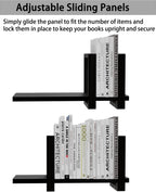 Adjustable Desktop Bookshelf, Retro Tabletop Bookshelf, Desk Shelf for Top of Desk in Living Room, Home, Office, Perfect for Magazine, Books, Cookbooks, No Tools Required to Assemble (Black)