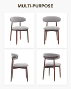 Dining Room Chairs Set of 2, Upholstered Farmhouse Dining Chairs, Modern Fabric Kitchen Chairs with Solid Wood Leg,Light Grey
