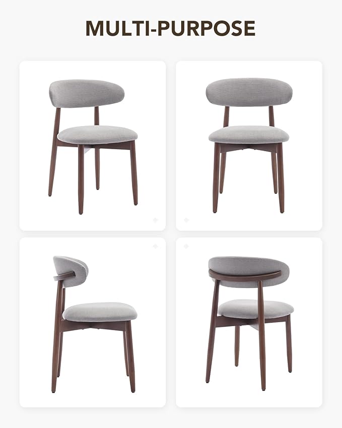 Dining Room Chairs Set of 2, Upholstered Farmhouse Dining Chairs, Modern Fabric Kitchen Chairs with Solid Wood Leg,Light Grey