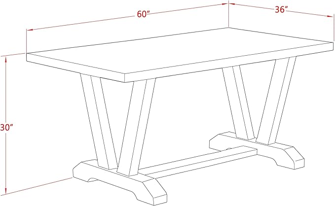 East West Furniture V676DR124-7 7 Piece Dining Room Table Set Consist of a Rectangle Dining Table with V-Legs and 6 Black Color Linen Fabric Upholstered Chairs, 36x60 Inch, Multi-Color