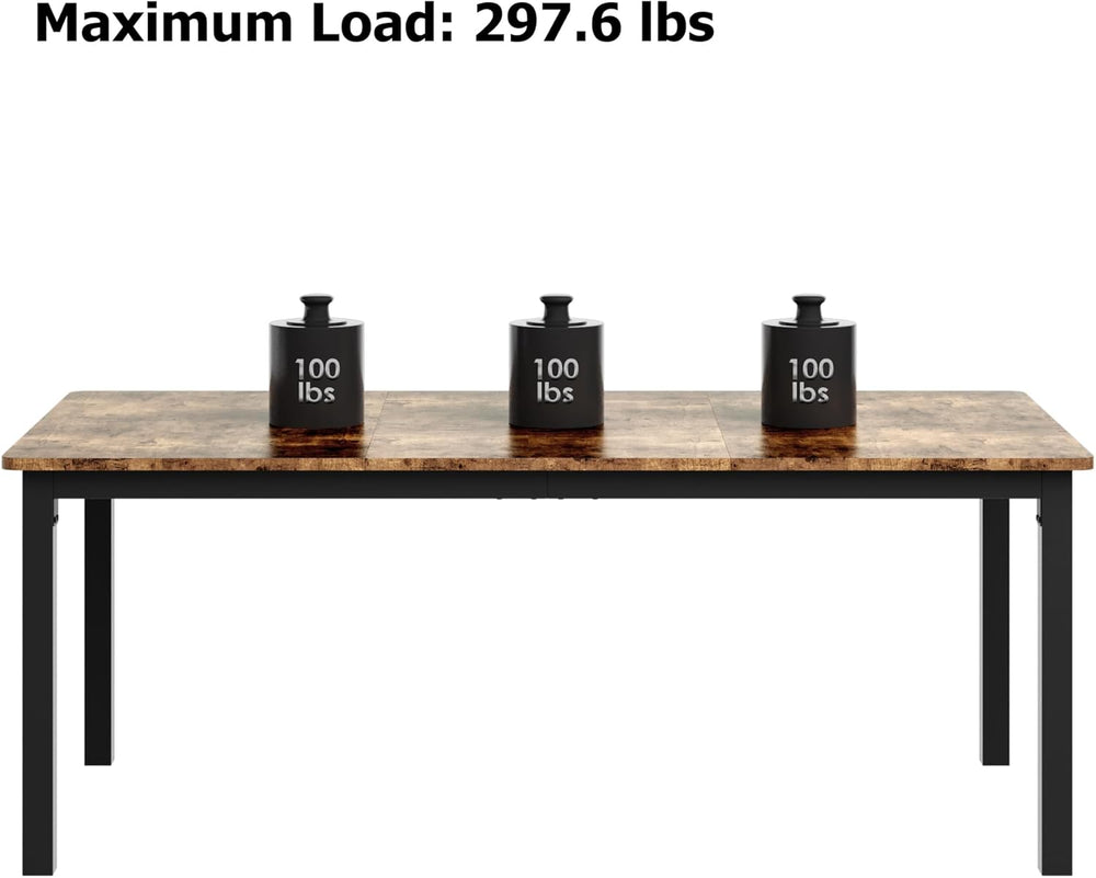 79 Inch Industrial Dining Table, Large Rectangle Kitchen Table with Metal Leg...