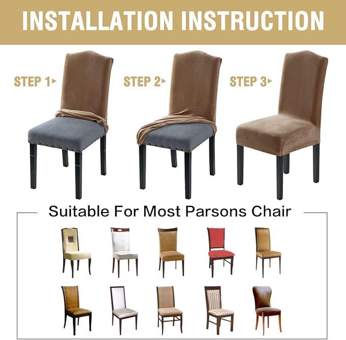 H.VERSAILTEX Velvet Dining Chair Covers Stretch Chair Covers for Dining Room ...