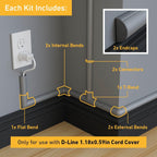 D-Line Medium Cable Raceway Accessory Pack, Join 1.18in x 0.59in Cord Cover Lengths, 10 Accessories Included, Hide Cords Around a Variety of Angles - Gray