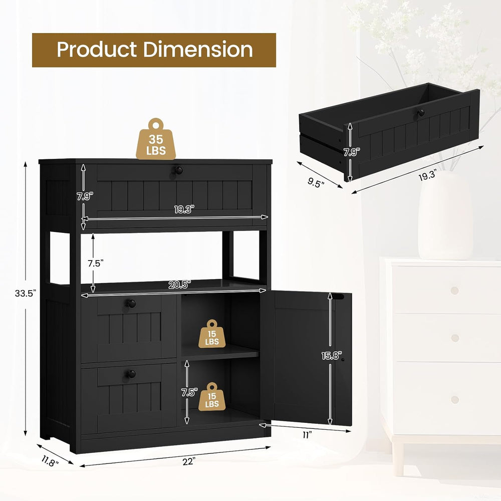 GRUSIGN Storage Cabinet, Modern Bathroom Floor Storage Cabinet Organizer with...