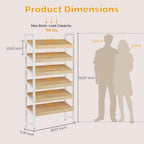 6-Tier Floor Standing Magazine Rack, Modern Literature Display Stand, Heavy Duty Steel Display Shelf with 38° Slant & 2.75" Lip, for Office/Airport/Bookstore/Library, 39"L x 12"W x 71"H (White)