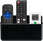 3 Slot Adjustable Remote Control Holder Wall Mount, TV Remote Box Hollow Bottom Slot Easy Phone Charging, Self Adhesive Remote Holder,Wall Pen Holder Storage Accessories for Home Office School (Black)