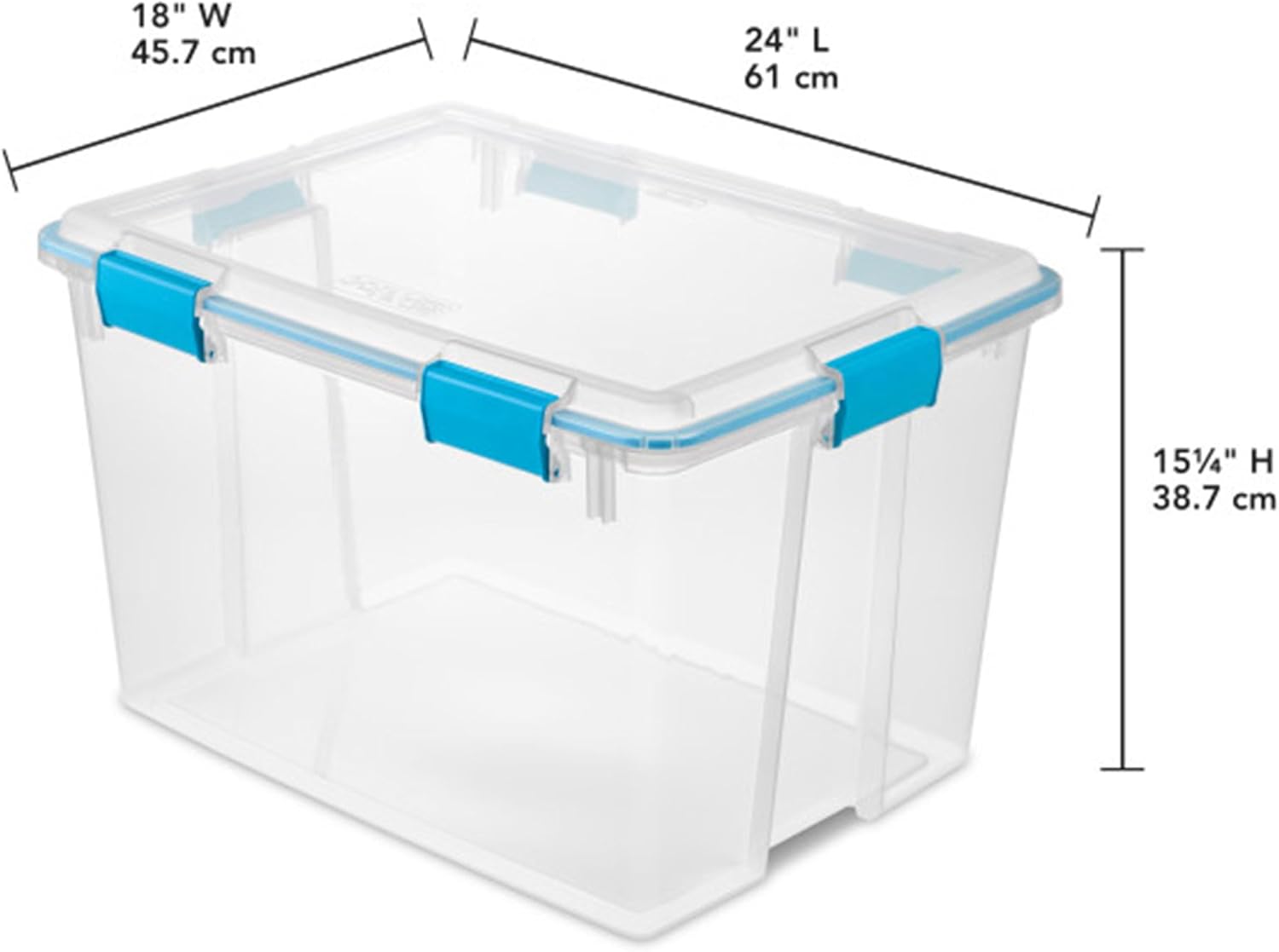 Sterilite 12-Pack Gasket Box, Weather-Resistant Storage Bins with Latching Lids, 80 Quart - Heavy-Duty Organizing Containers for Closet, Bathroom, and Office