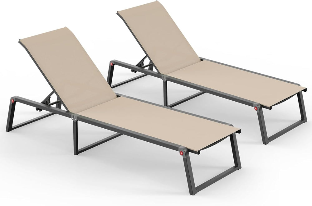 Aluminum Chaise Lounge Chair Outdoor, Foldable& No Assembly Patio Pool Lo...