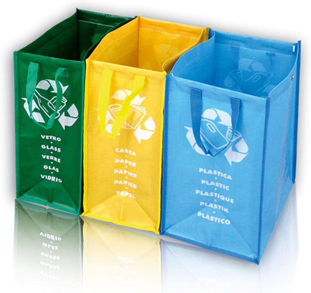 Mongarid 3 Pieces Recycling Waste Bags Set, Fabric, Multicolour, One Size