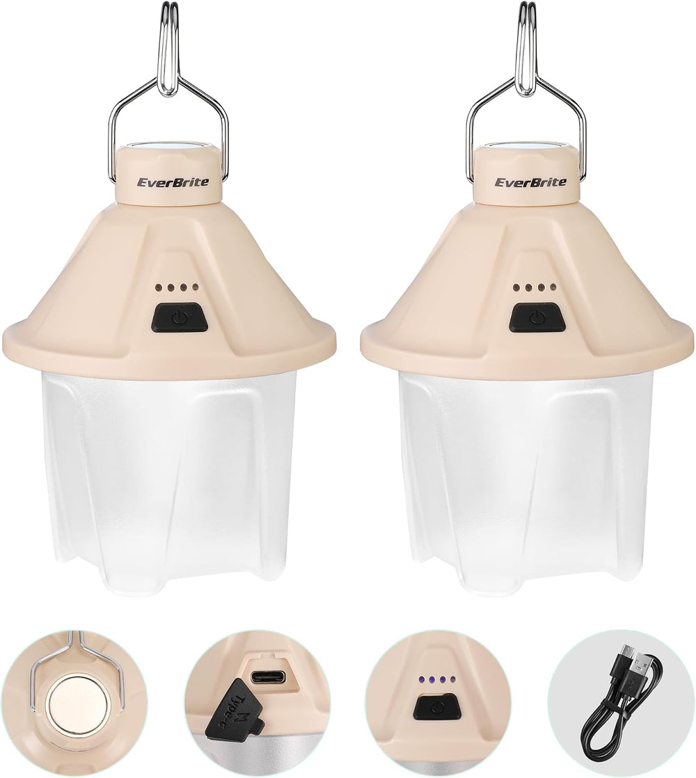 EverBrite 2 Pack Rechargeable Camping Lantern, 450LM LED Tent Light