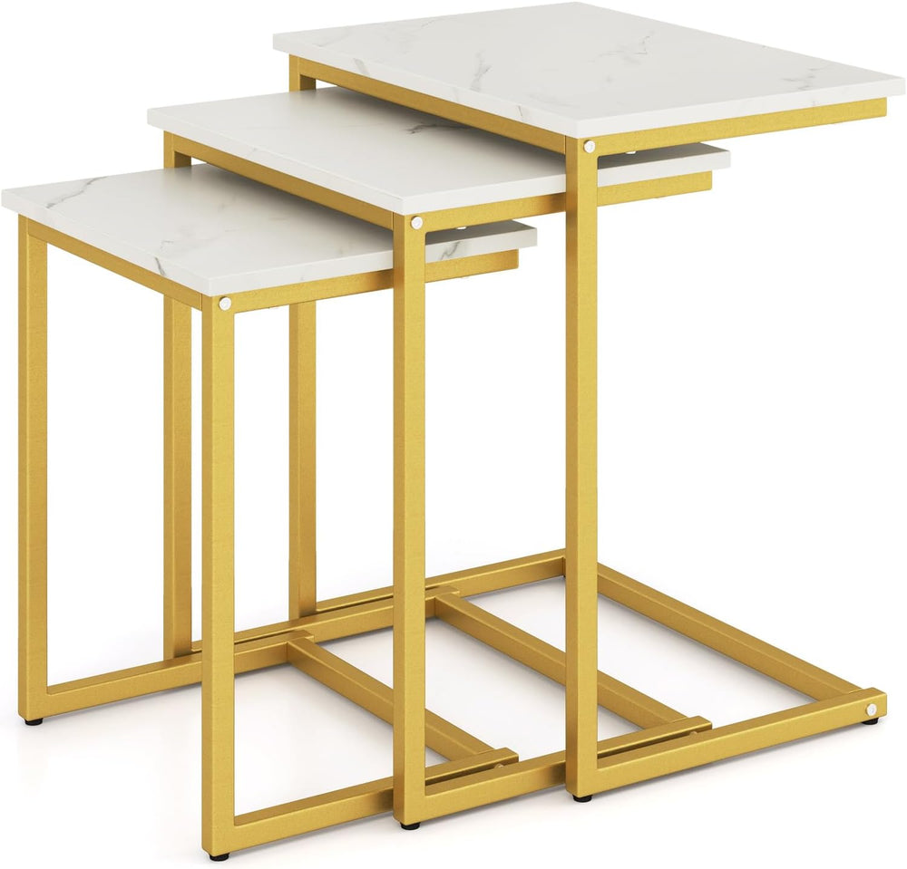 GOFLAME Nesting Coffee Tables Set of 3, Rectangular Nesting Center Table with...