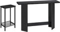 HOOBRO Tall Side Table and Console Table Bundle, with Adjustable Mesh Shelves and Wave-Patterned Legs, for Living Room, Entryway, BB03DH01-BK385XG01