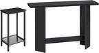 HOOBRO Tall Side Table and Console Table Bundle, with Adjustable Mesh Shelves and Wave-Patterned Legs, for Living Room, Entryway, BB03DH01-BK385XG01