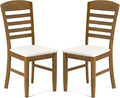 Giantex Wooden Dining Chairs Set of 2, Upholstered Kitchen Side Chairs w/Rubber Wood Frame & High Ladder Back, Padded Seat, Farmhouse Armless Dinette Chairs for Dining Room, Living Room
