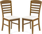 Giantex Wooden Dining Chairs Set of 2, Upholstered Kitchen Side Chairs w/Rubber Wood Frame & High Ladder Back, Padded Seat, Farmhouse Armless Dinette Chairs for Dining Room, Living Room