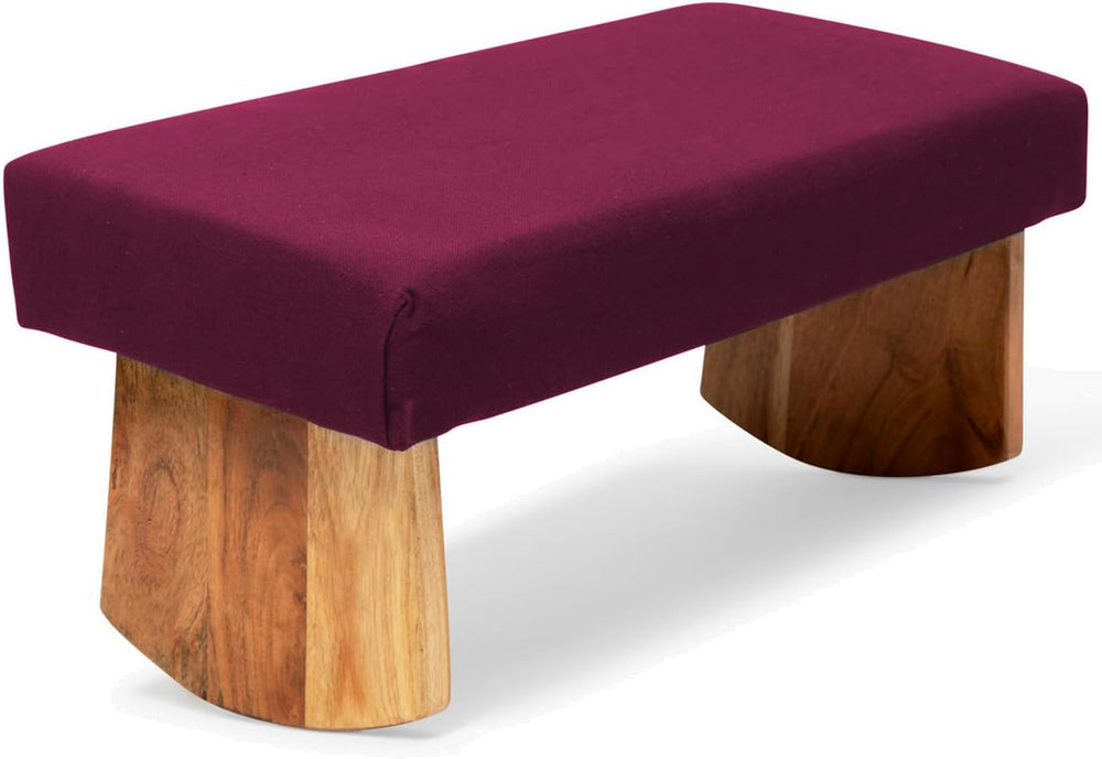 Meditation Bench (Burgundy), Seiza, Sustainable Acacia Wood with Curved Botto...