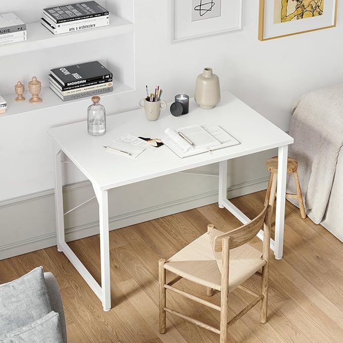 Cubiker Computer Desk, 32 inch Small Home Office Desk for Small Spaces, Modern Simple Style for Home, Office, Pure White