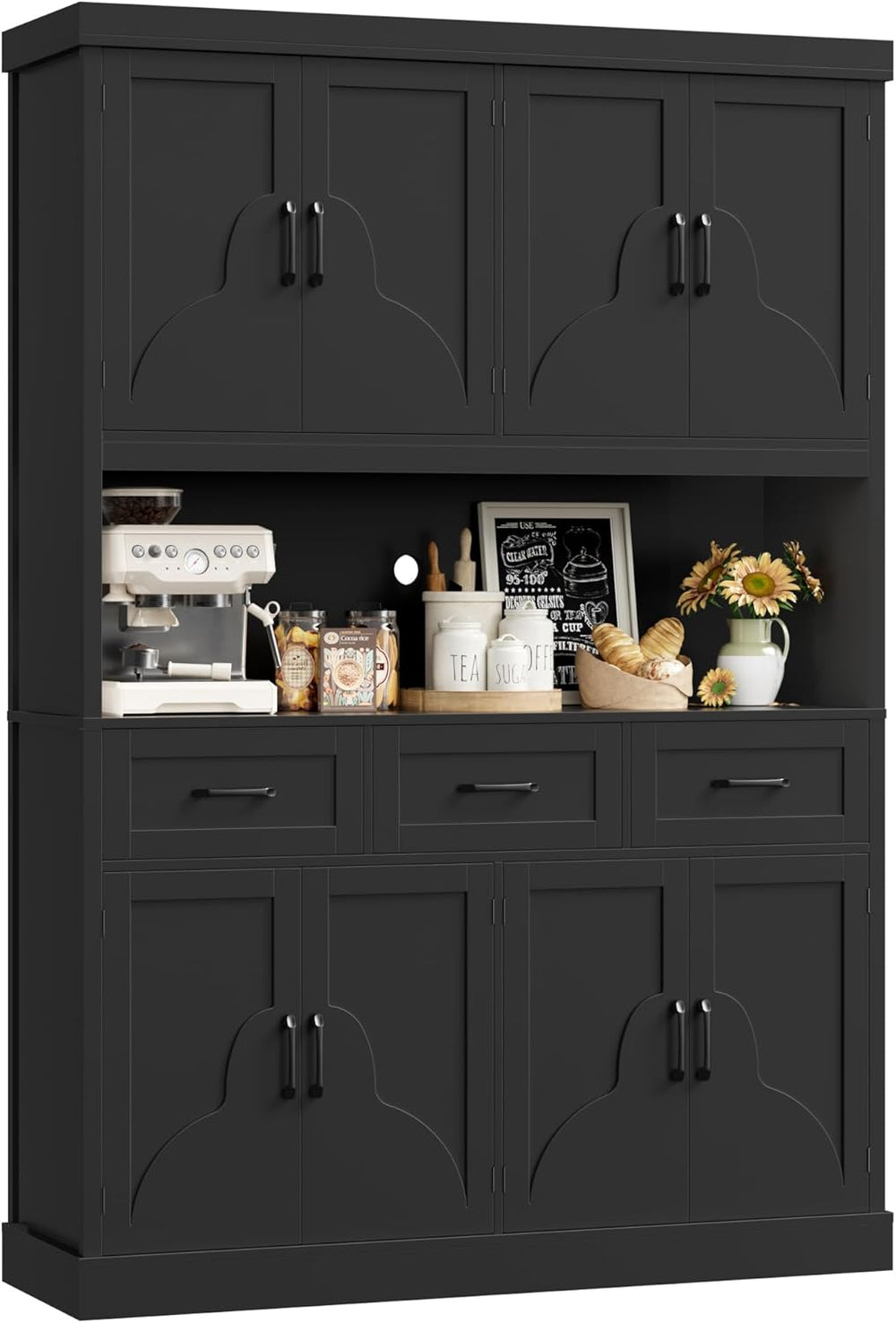 HITHOS 76" Tall Kitchen Pantry Storage Cabinet, 55“ Wide Kitchen Hutch C...