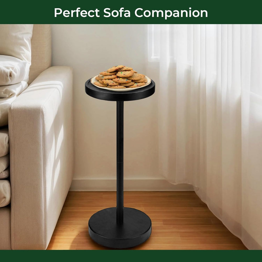Solid Wood Pedestal Side Table Black Color, Drink Pedestal, End Corner Table ...