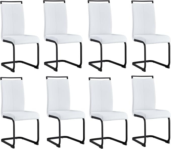 AZmac Modern Leather Dining Chairs Set of 8,Armless Kitchen Chairs,Dining Roo...