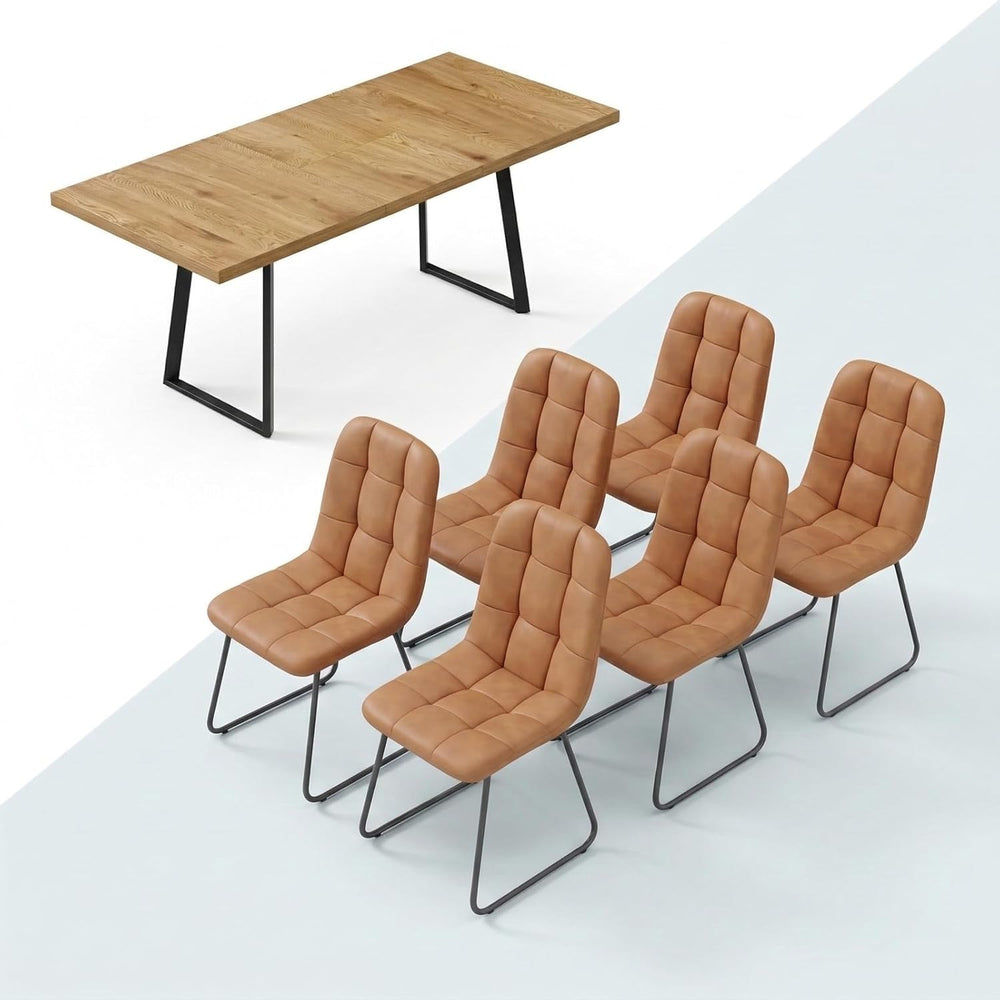 ZckyCine Butterfly Leaf Extendable Dining Table Set 47"-63", Rustic...