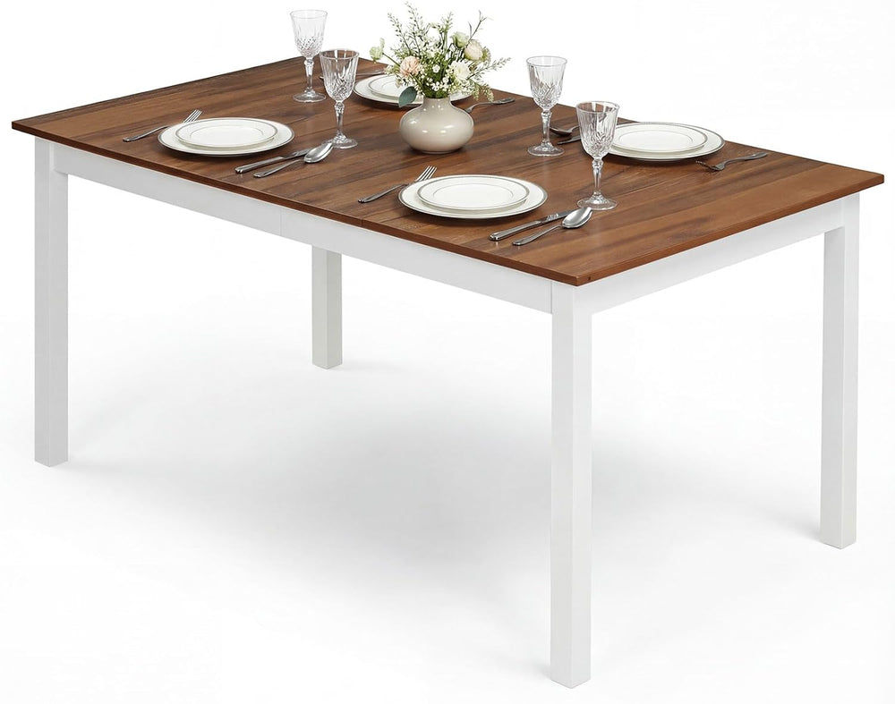 Giantex Dining Table for 4-6, 60" Rectangular Kitchen Table with Solid R...