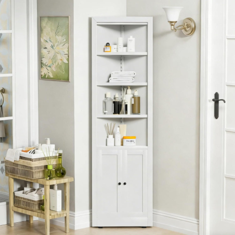 Metal Pantry Storage Cabinet with 4 Adjustable Shelves, 71" Tall Corner ...