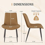 Dining Chairs Set of 8, Leather Modern Kitchen & Dining Room Chairs, Comfortable Upholstered Kitchen Chairs with Metal Legs Armless Side Chairs for Living Room Bedroom Restaurant Cafe, Brown