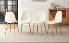 Dining Chairs Set of 4 - Modern Seating with Metal Legs for Living, Bedroom,Dining Room - White Teddy Fleece Chairs for Dining Room, Chair Set for 4