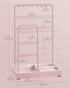 SONGMICS Jewelry Holder, Jewelry Organizer, Jewelry Display Stand with Metal Frame, Velvet Tray, Necklace Earring Bracelet Holder, for Studs, Rings, Christmas Gift, Jelly Pink UJJS021R01