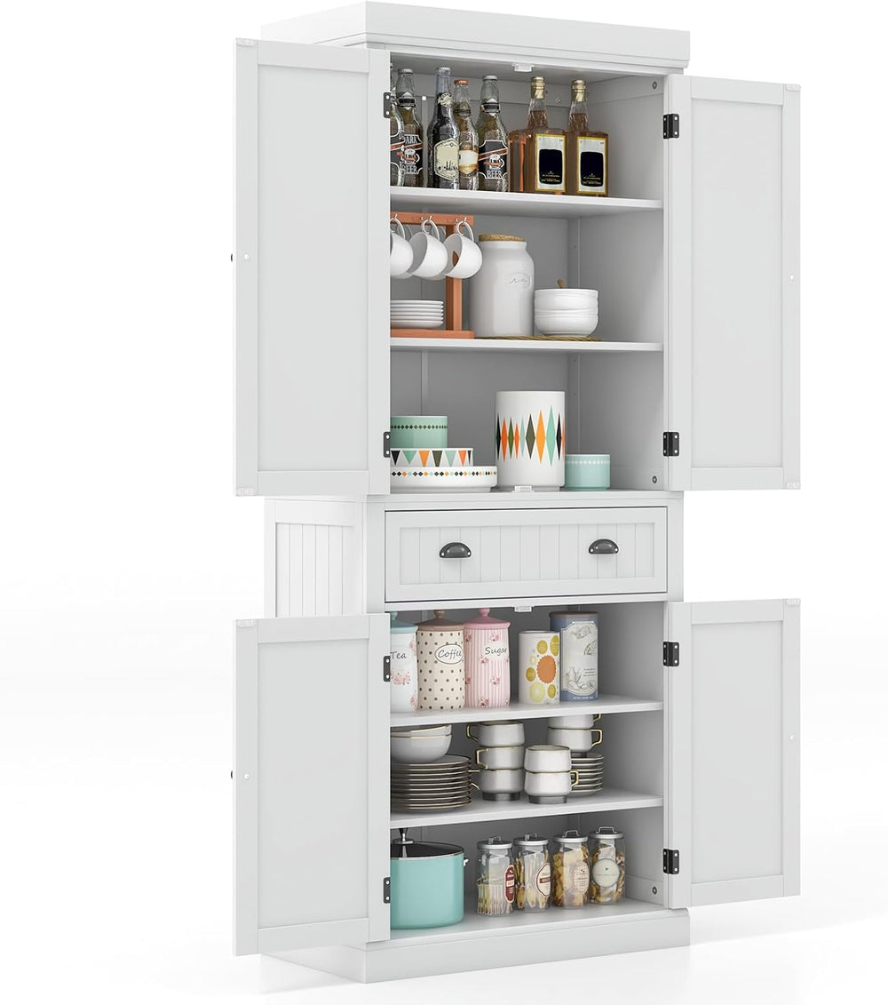 Giantex Pantry Organizers and Storage, 72" Tall Kitchen Cabinet with 2-D...
