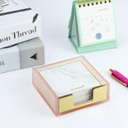 MultiBey Sticky Notes Memo Pad Holder Dispenser Rose Gold with Pink Desk Supplies Organizer Accessories for Office Home Schools (Pink)
