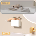 Hair Tool Organizer, Wall Mount Hair Dryer Holder with 2 Cups,Scalloped Design Acrylic Hair Styling Tools Organizer for Curling Iron Straightener Bathroom Storage (2 Cups Scalloped)
