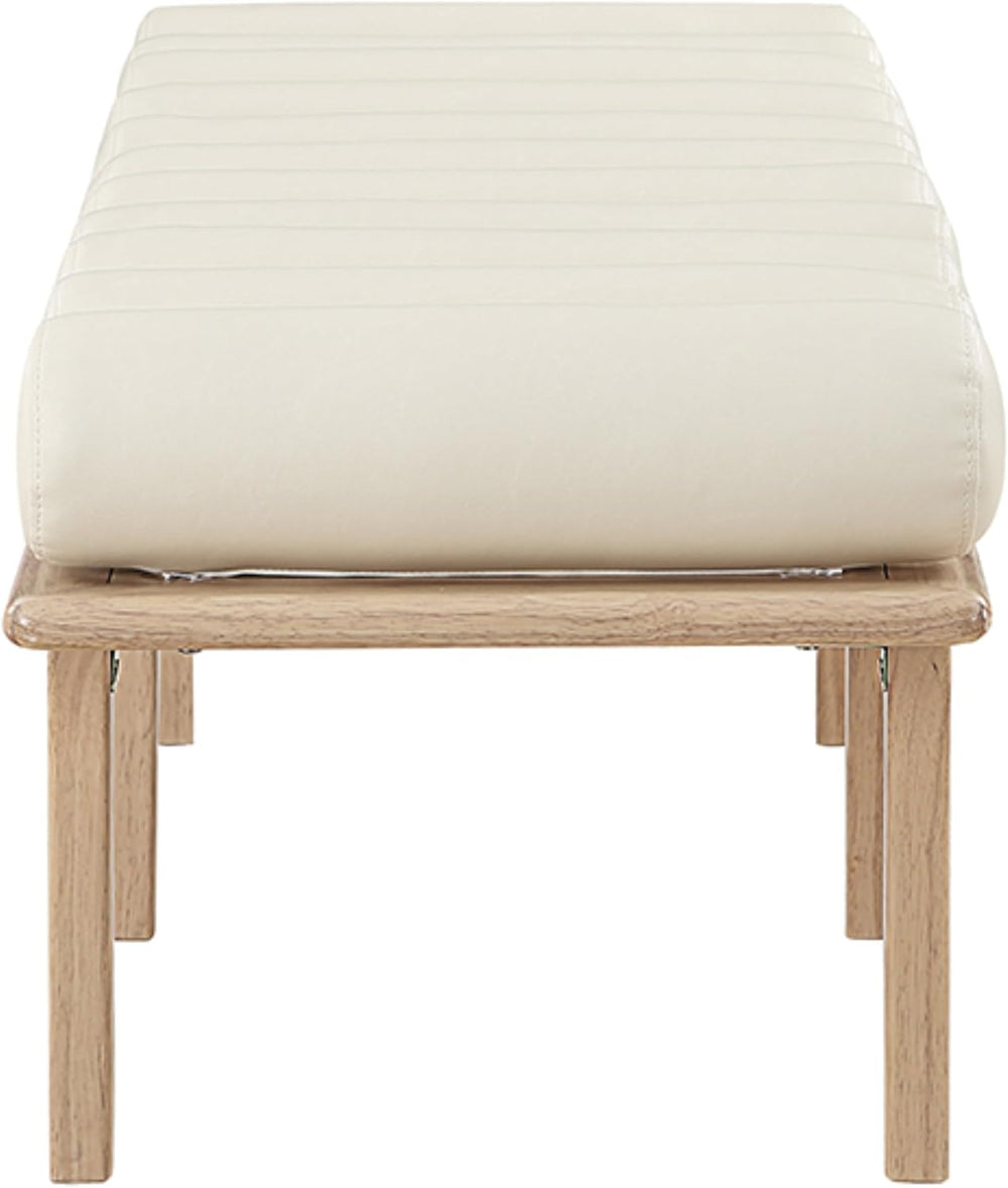 Meridian Furniture 22007Cream Landon Collection Art Deco Bench with Soft Vint...