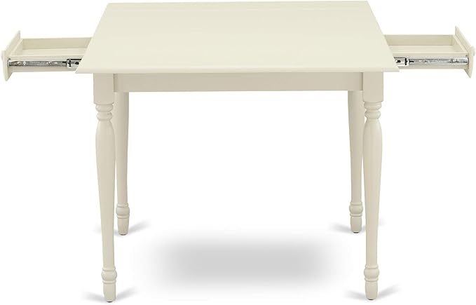 East West Furniture MZLA3-LWH-06 3 Piece Kitchen Table & Chairs Set Contains a Rectangle Dining Table with Dropleaf and 2 Shitake Linen Fabric Upholstered Chairs, 36x54 Inch, Linen White