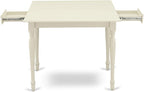 East West Furniture MZKE3-LWH-W 3 Piece Kitchen Table & Chairs Set Contains a Rectangle Dining Table with Dropleaf and 2 Dining Room Chairs, 36x54 Inch, Linen White