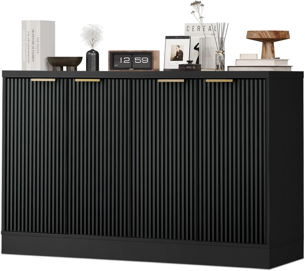 55" Fluted Buffet Sideboard Cabinet, Modern Accent Credenza Table | Adju...