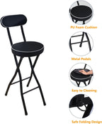 Portable Folding Stool, 330lbs Capacity, Heavy Duty Stool, Foldable Stool for Adults, Dorm, Kitchen, Vanity, Bathroom, Church and Outdoor Use (Black, Sitting Height: 24in)