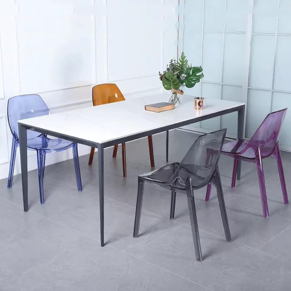 Etlegor Transparent Acrylic Dinning Chairs, Curved Backrest Kitchen Chairs La...