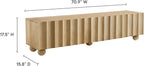 Modway Sorren 71 Inch Scalloped TV Stand in Natural – 4 Door Media Console Cabinet – Modern Storage TV Stand with Doors