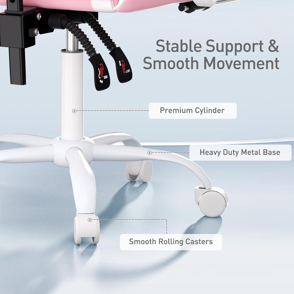 MoNiBloom Gaming Chair, Footrest & Lumbar Support, Height Adjust, Pink | ...