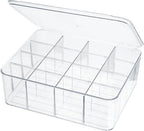 ZEXALOR Socks Underwear Drawer Organzier Dividers, 16 Compartment Removable Divided Plastic Storage Bin with Lid, Storage Organizer for Scarves Ties Bras, Clear Dresser Drawer Organizers