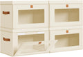 DIMJ Storage Bins with Lids - 4 Pack Large Fabric Closet Organizer with Window & Handles, Collapsible Decorative Storage Boxes for Shelves Under Bed, Books Clothes Blankets Sweaters Organization