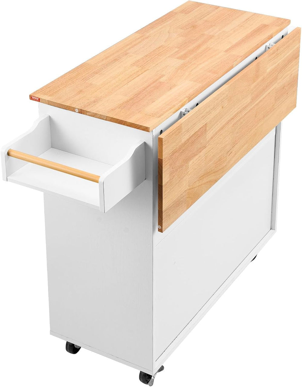 VEVOR Kitchen Island Cart with Solid Wood Top, 35.4" Width Mobile Carts ...