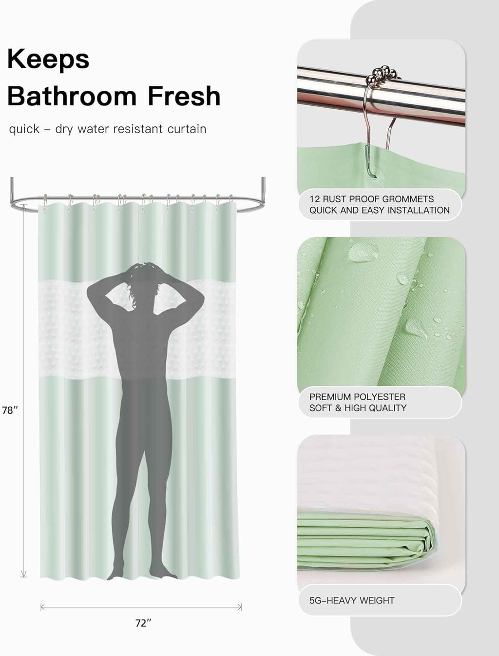 Bathroom Accessories Set,Green Bathroom Set,24 Pieces Bathroom Accessory Set with Shower Curtain,Trash Can for Bathroom Accessories Décor and Home Gifts